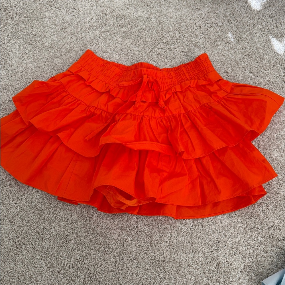 Vibrant Orange Ruffled Skirt